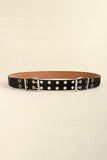 PU Leather Two Row Eyelet Belt - Trendsi