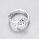Hug Shape 925 Sterling Silver Bypass Ring - Trendsi
