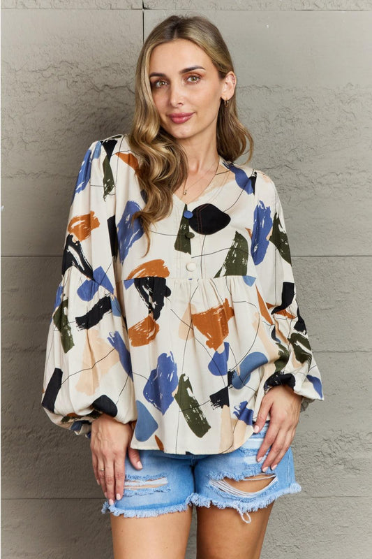Hailey & Co Wishful Thinking Multi Colored Printed Blouse - Trendsi
