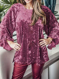 Round Neck Flounce Sleeve T-Shirt - Trendsi - Flyclothing LLC