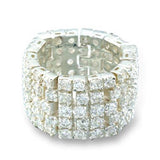 Alamode High-Polished 925 Sterling Silver Ring with AAA Grade CZ in Clear - Alamode