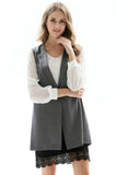 One-Button Sleeveless Longline Blazer - Trendsi
