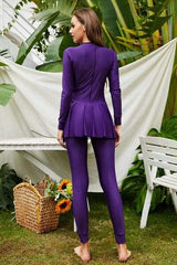 Mock Neck Long Sleeve One-Piece Swimwear - Trendsi - Flyclothing LLC