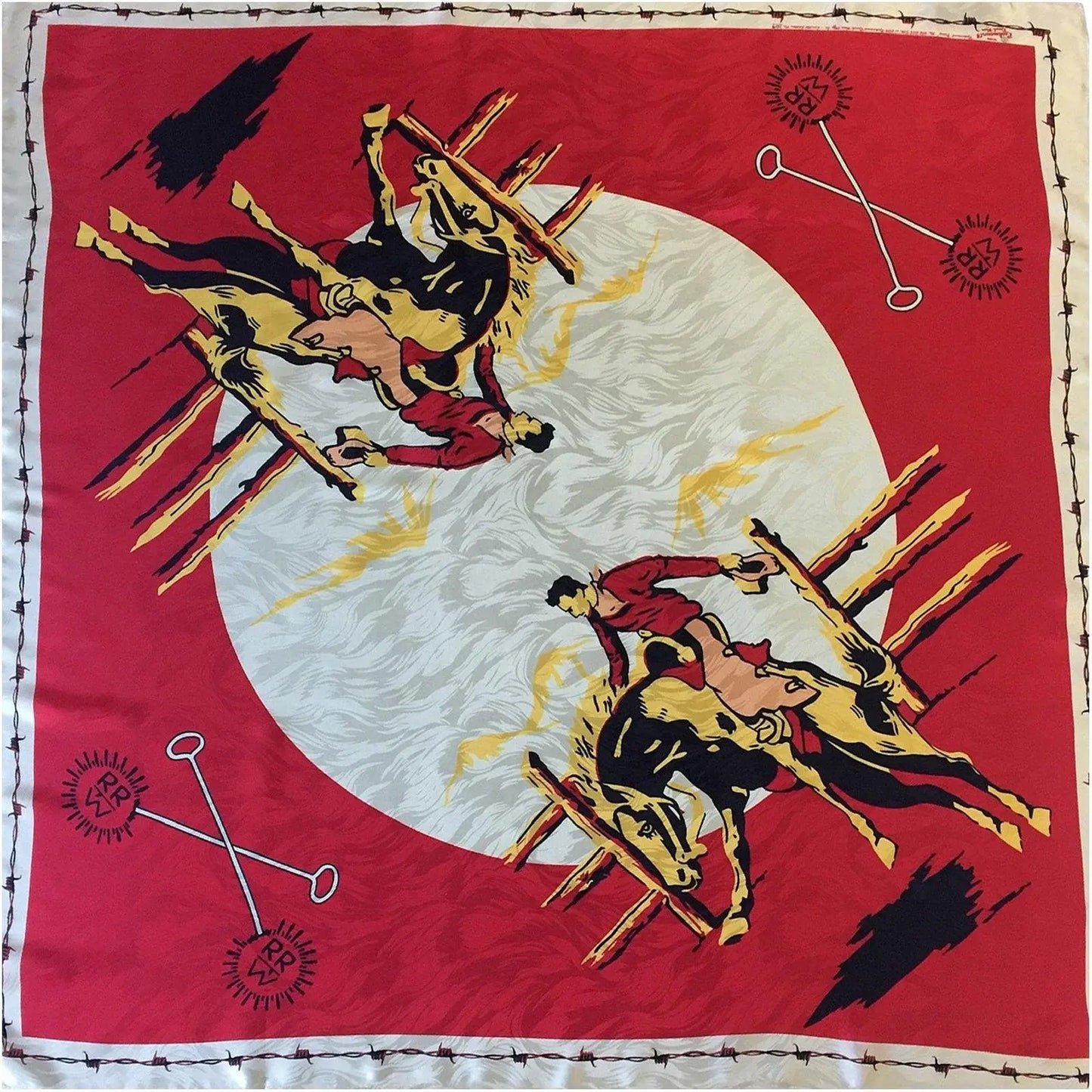 Vintage Rockmount Ranch Wear Bronc Silk Scarf in Red - Rockmount Clothing - Flyclothing LLC