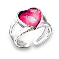 Alamode Rhodium Brass Ring with Synthetic Garnet in Ruby - Alamode
