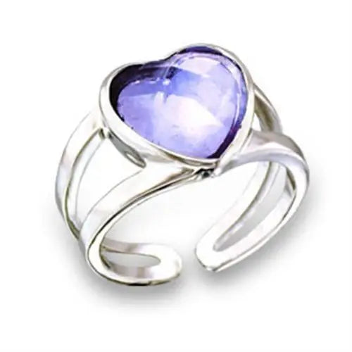 Alamode Rhodium Brass Ring with AAA Grade CZ in Light Amethyst - Alamode - Flyclothing LLC