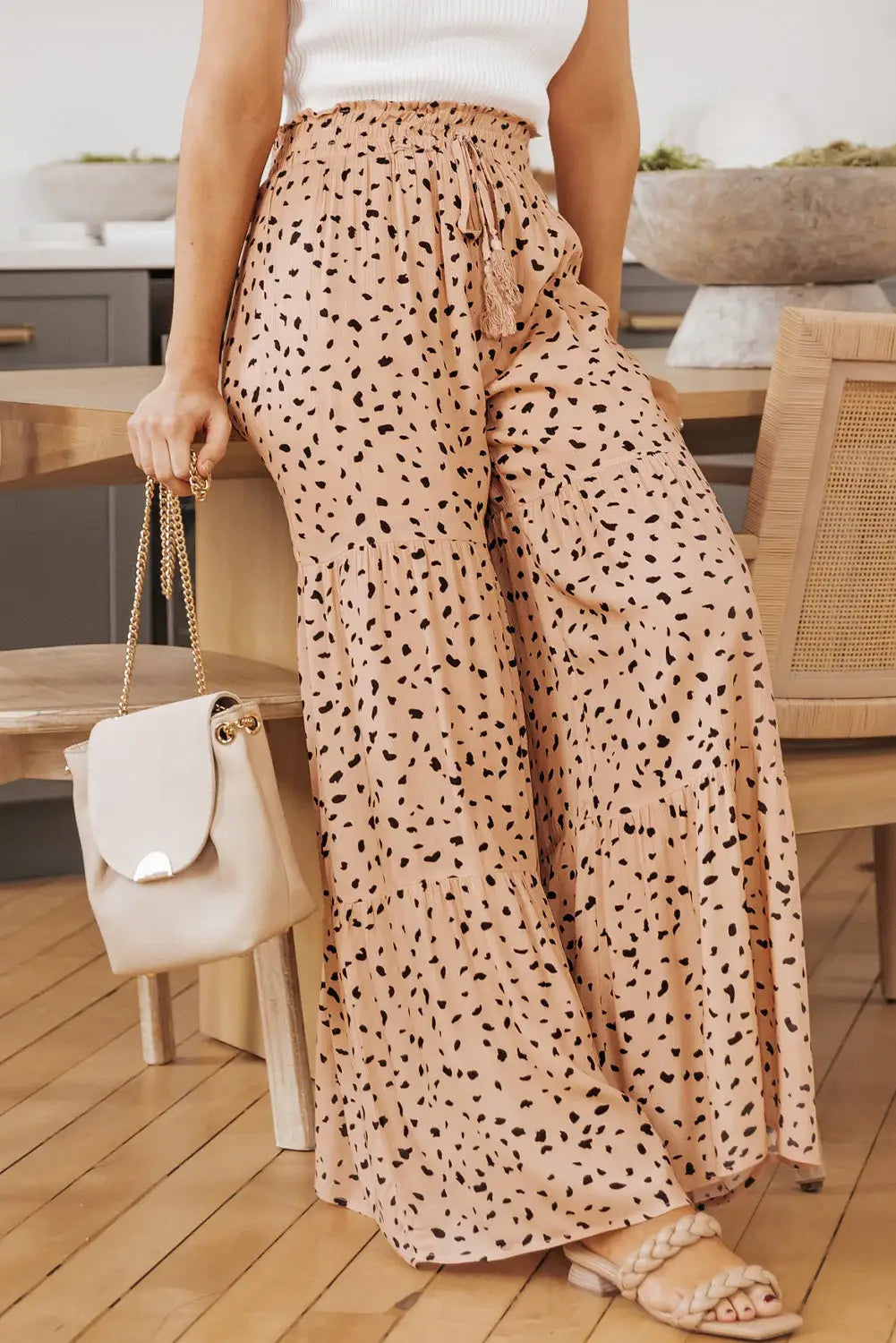 Printed Wide Tiered Pants - Trendsi - Flyclothing LLC