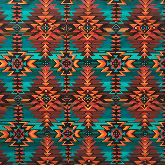 Rockmount Clothing Native Print Western Cotton Bandana in Turquoise & Rust - Rockmount Clothing