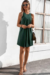 Round Neck Sleeveless Mini Dress - Trendsi