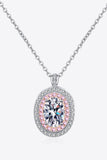 925 Sterling Silver Rhodium-Plated 1 Carat Moissanite Pendant Necklace - Trendsi