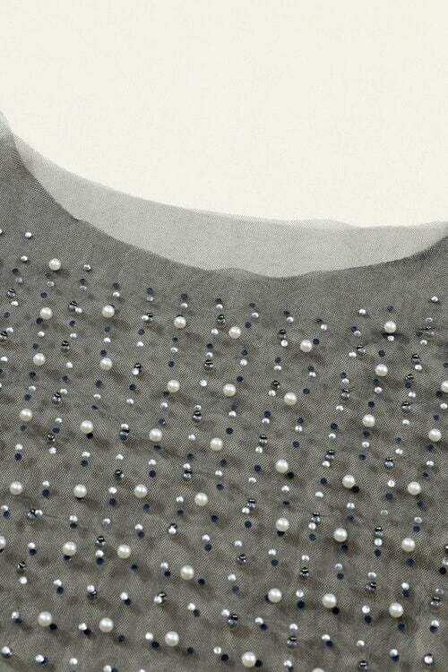 Pearl Long Sleeve Mesh Cropped Top - Trendsi - Flyclothing LLC