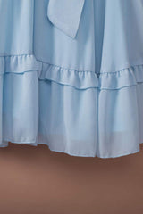 Tied Plunge Smocked Waist Flounce Sleeve Dress - Trendsi - Flyclothing LLC