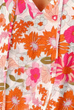 Floral Tie Neck Flutter Sleeve Blouse - Trendsi - Flyclothing LLC