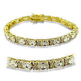 Alamode Gold Brass Bracelet with AAA Grade CZ in Clear - Alamode