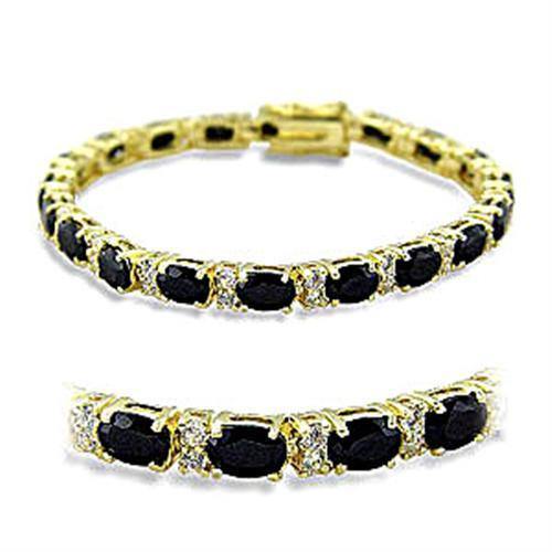Alamode Gold Brass Bracelet with AAA Grade CZ in Jet - Alamode