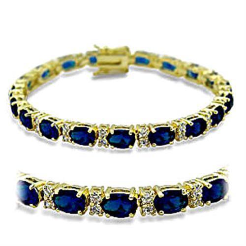 Alamode Gold Brass Bracelet with Synthetic Spinel in Sapphire - Alamode