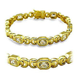 Alamode Gold Brass Bracelet with AAA Grade CZ in Clear - Alamode