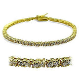 Alamode Gold Brass Bracelet with AAA Grade CZ in Clear - Alamode