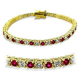 Alamode Gold Brass Bracelet with Synthetic Garnet in Ruby - Alamode