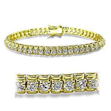 Alamode Gold Brass Bracelet with AAA Grade CZ in Clear - Alamode