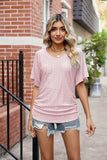 Flutter Sleeve Eyelet Gathered Detail Top - Trendsi - Flyclothing LLC