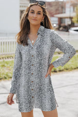 Printed Collared Neck Slit Mini Dress - Trendsi - Flyclothing LLC