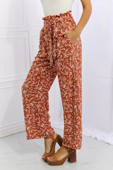 Heimish Right Angle Full Size Geometric Printed Pants in Red Orange - Trendsi - Flyclothing LLC