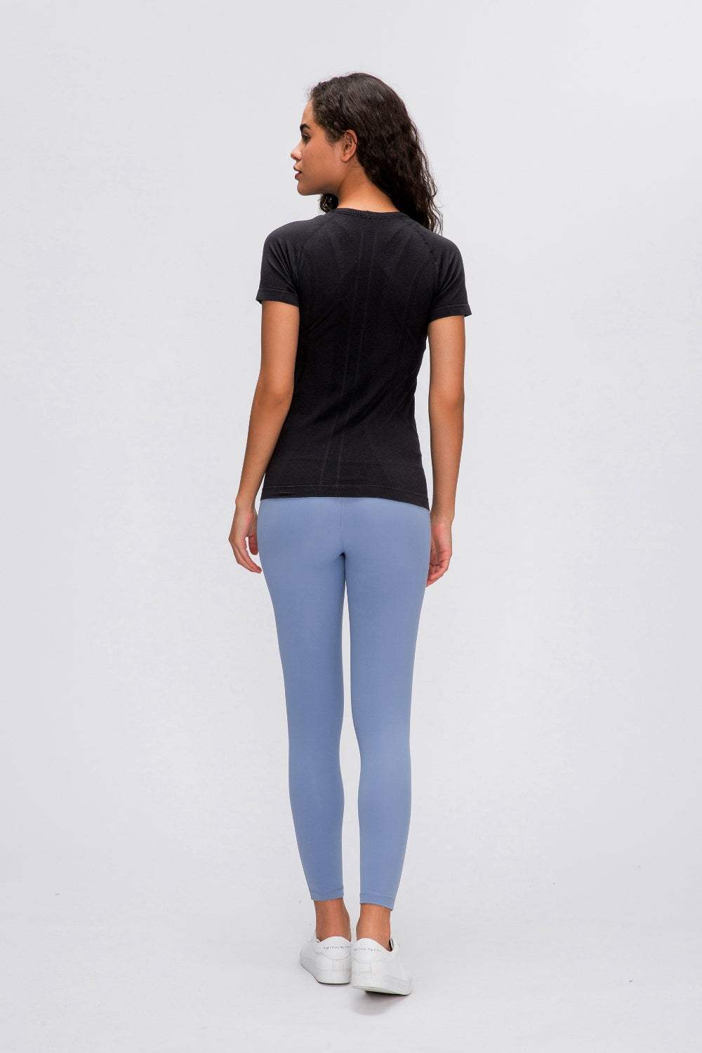 Round Neck Short Sleeve Active T-Shirt - Trendsi - Flyclothing LLC