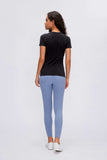 Round Neck Short Sleeve Active T-Shirt - Trendsi - Flyclothing LLC
