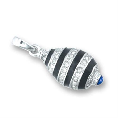 Alamode High-Polished 925 Sterling Silver Pendant with Top Grade Crystal in Clear - Flyclothing LLC