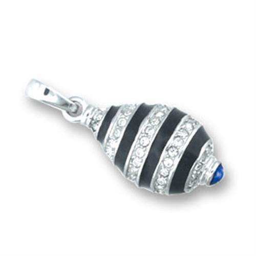 Alamode High-Polished 925 Sterling Silver Pendant with Top Grade Crystal in Clear - Alamode - Flyclothing LLC