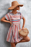 Striped Round Neck Dress - Trendsi
