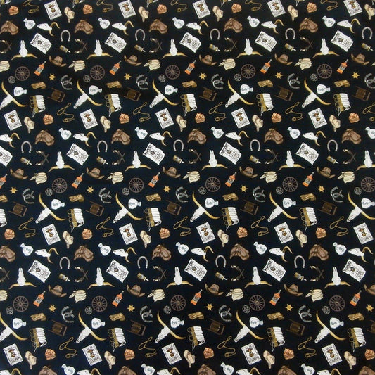 Rockmount Clothing Steer Skulls with Hats and Boots Western Cotton Bandana in Midnight Blue - Rockmount Clothing