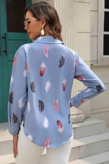 Printed Collared Neck Buttoned Shirt - Trendsi