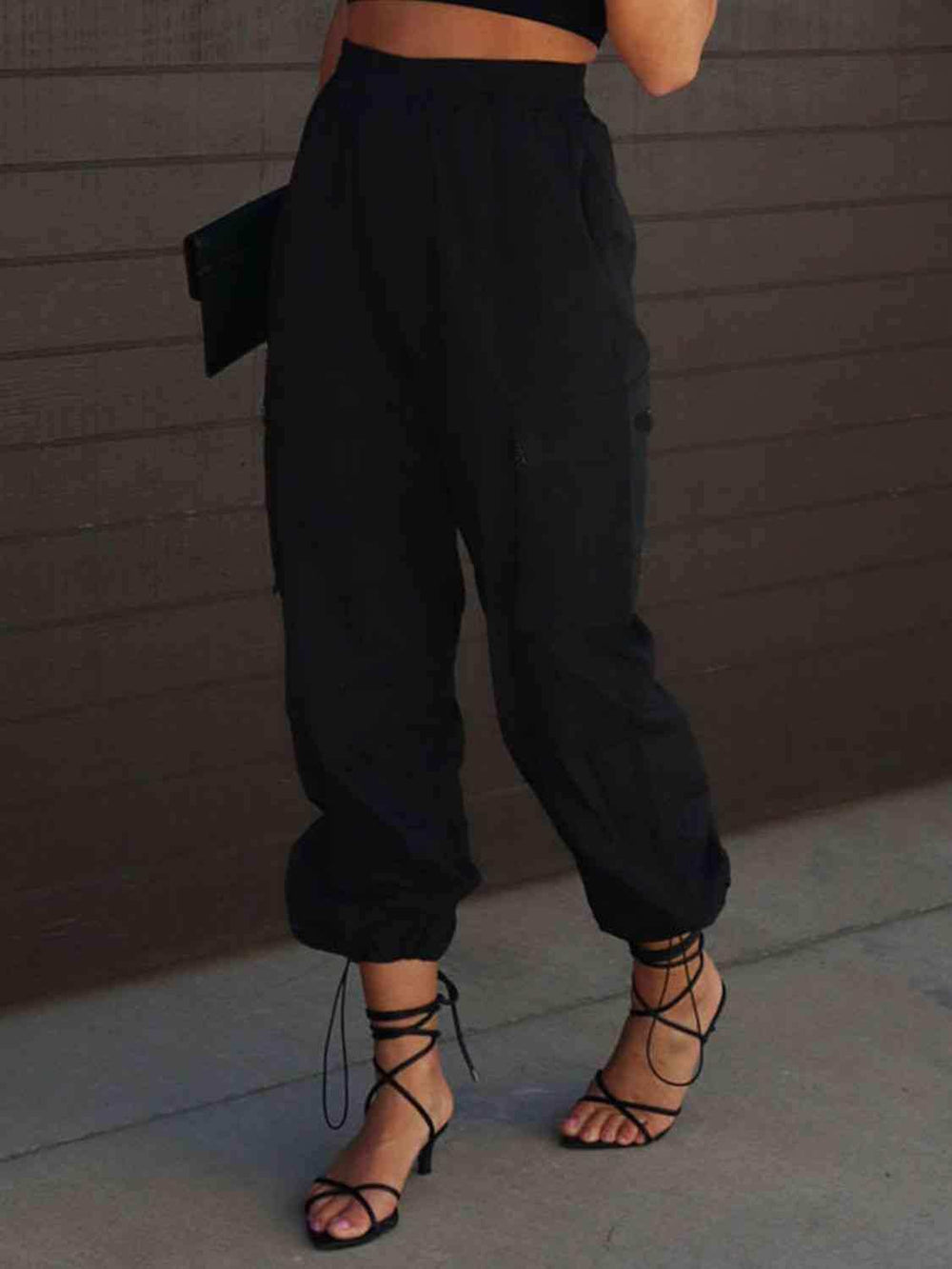 High Waist Drawstring Pants with Pockets - Trendsi - Flyclothing LLC