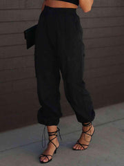 High Waist Drawstring Pants with Pockets - Trendsi