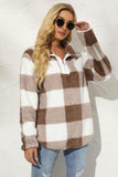 Plaid Half Zip Long Sleeve Sweatshirt - Trendsi