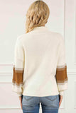 Contrast Turtleneck Long Sleeve Sweater - Trendsi - Flyclothing LLC