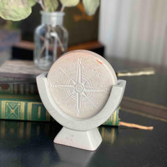 Compass Soapstone Sculpture, Light Gray Stone - SMOLArt
