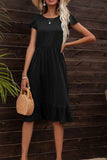Round Neck Ruffle Hem Pocket Dress - Trendsi