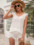 Tie Back V-Neck Ruffled Blouse - Trendsi - Flyclothing LLC