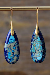 Handmade Teardrop Shape Natural Stone Dangle Earrings - Trendsi