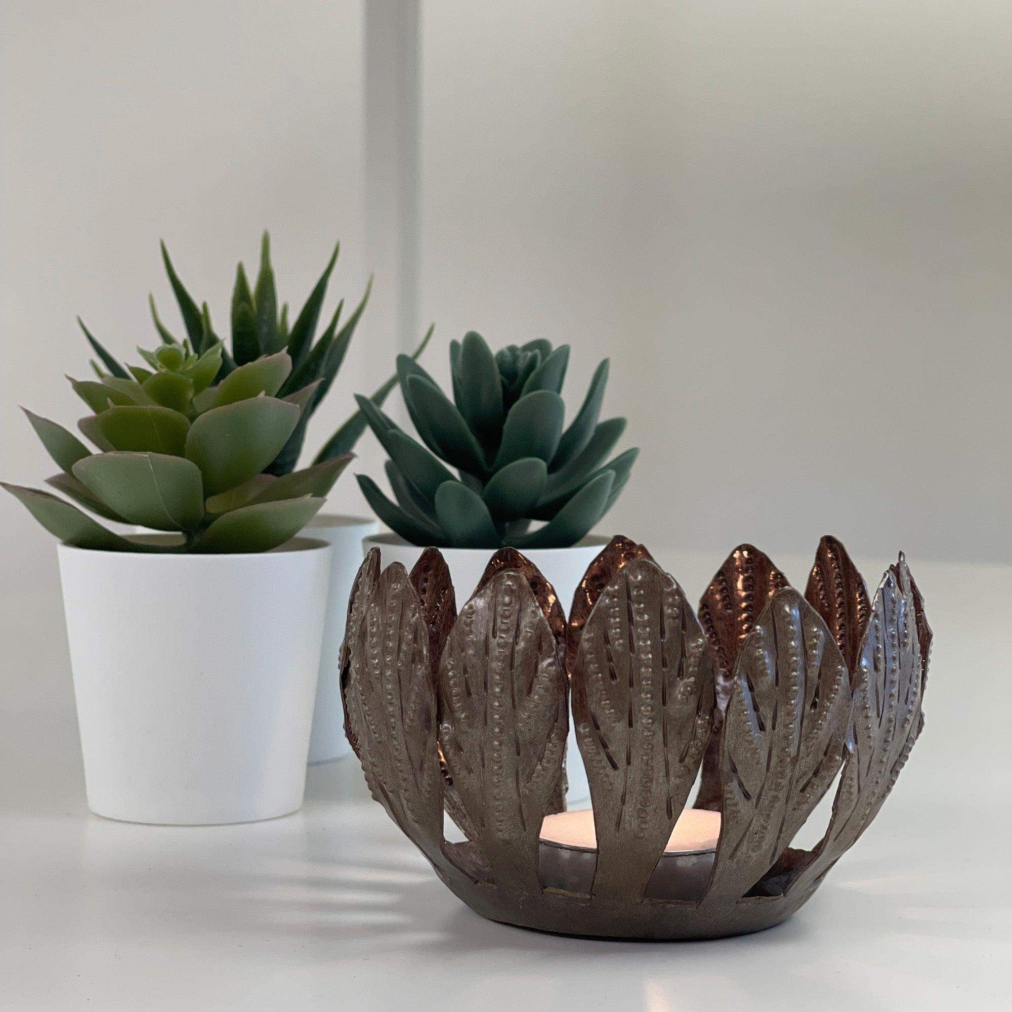 Decorative Drum Art Bowl or Votive, Mango Leaf - Haitian Artisans - Flyclothing LLC