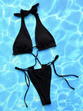 Halter Neck Side Tie One-Piece Swimsuit - Trendsi