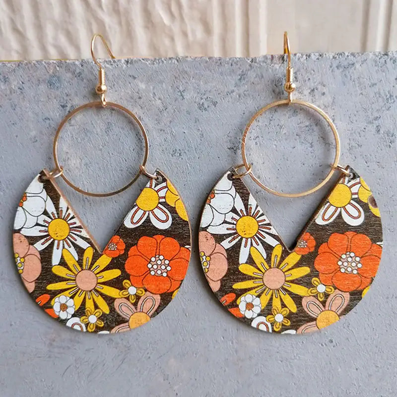 Ms.Pac-Man Shape Wooden Dangle Earrings - Trendsi - Flyclothing LLC