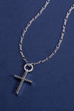 Moissanite Cross Pendant Platinum-Plated Necklace - Trendsi