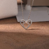 Heart Shape Inlaid Zircon 925 Sterling Silver Necklace - Trendsi