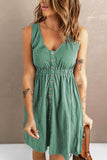 Sleeveless Button Down Mini Dress - Trendsi - Flyclothing LLC