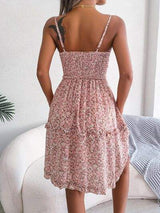 Frill Ditsy Floral Spaghetti Strap Mini Dress - Trendsi - Flyclothing LLC
