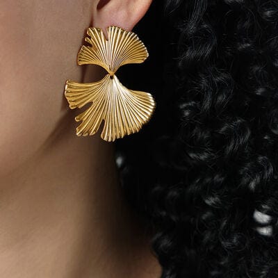Ginkgo Biloba Design Stud Earrings - Trendsi